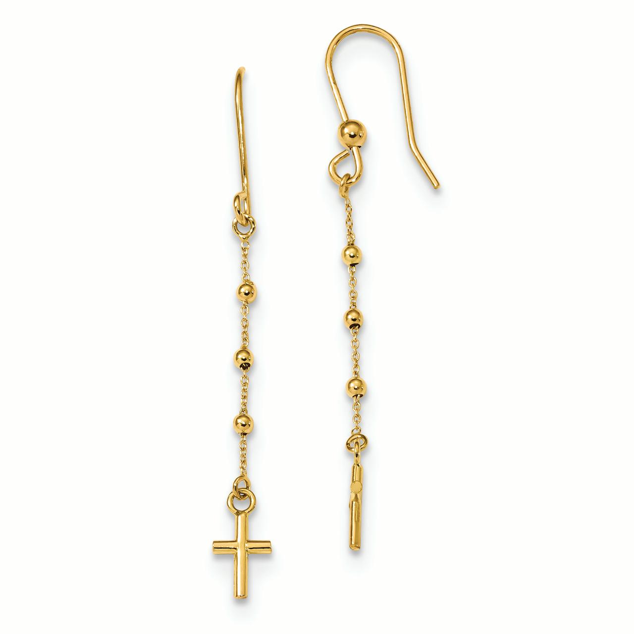 14k Yellow Gold Polished Kidney Wire Crucifix Earrings Measures 27x9mm Wide Jewelry Gifts for Women 14k Yellow Gold Polished Kidney Wire Crucifix Earrings Measures 27x9mm Wide Jewelry Gifts for Women